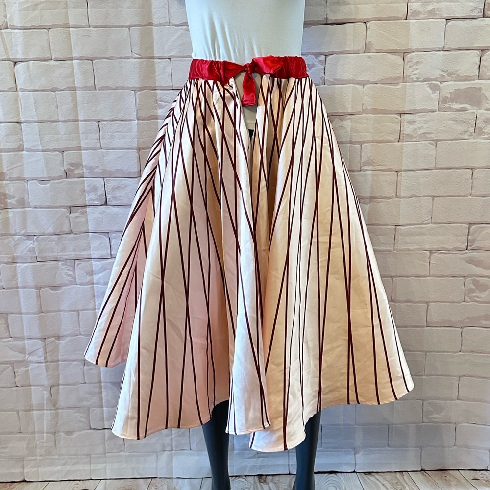 Elegant Red and White Striped Skirt